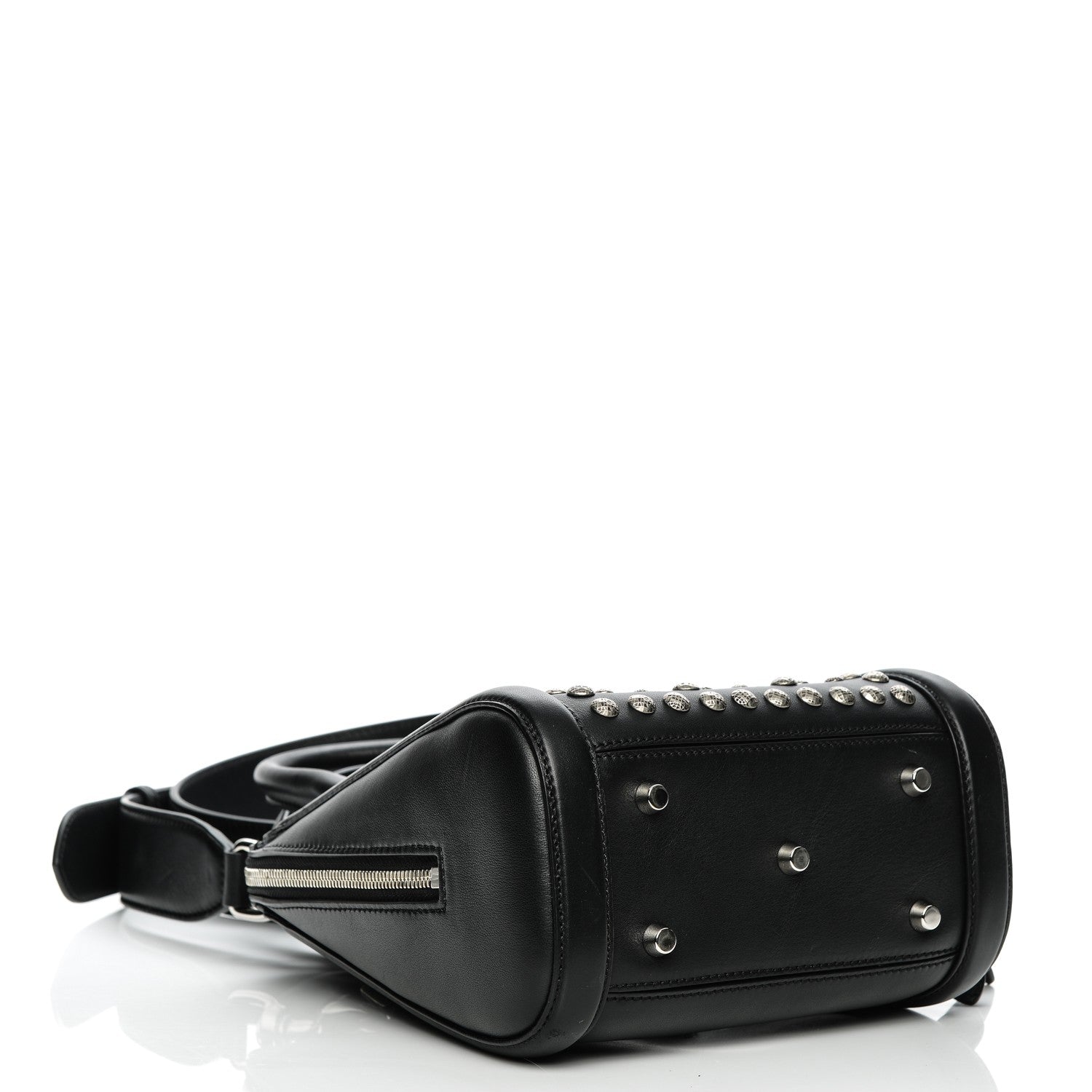 Alexander McQueen Calfskin Studded Crystal Embellished Small Heroine Black 4 of 7