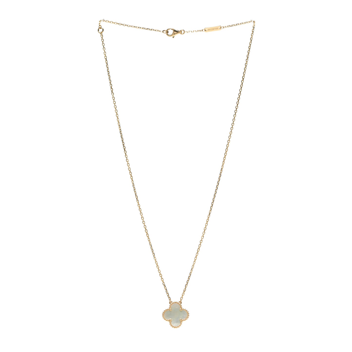 18K Yellow Gold Mother of Pearl Vintage Alhambra Pendant Necklace