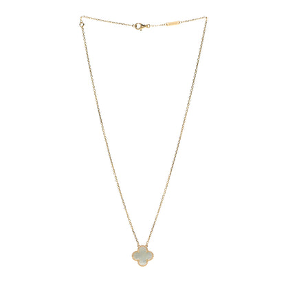 Van Cleef & Arpels 18K Yellow Gold Mother of Pearl Vintage Alhambra Pendant Necklace 3 of 8