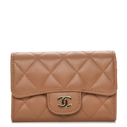 Chanel Lambskin Quilted Flap Card Holder Beige 1 of 8
