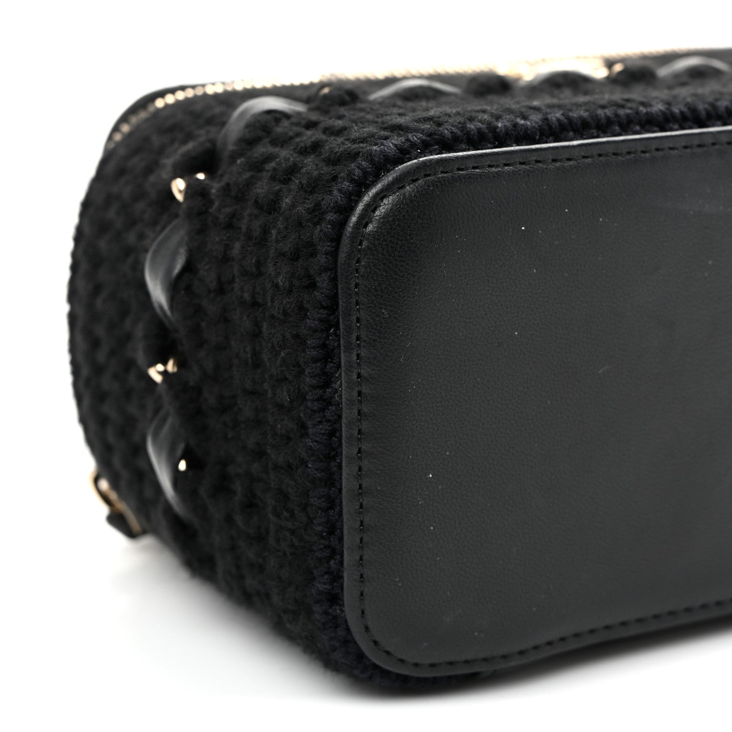 Chanel Lambskin Crochet Quilted Small Vanity Case With Chain Black 9 of 10