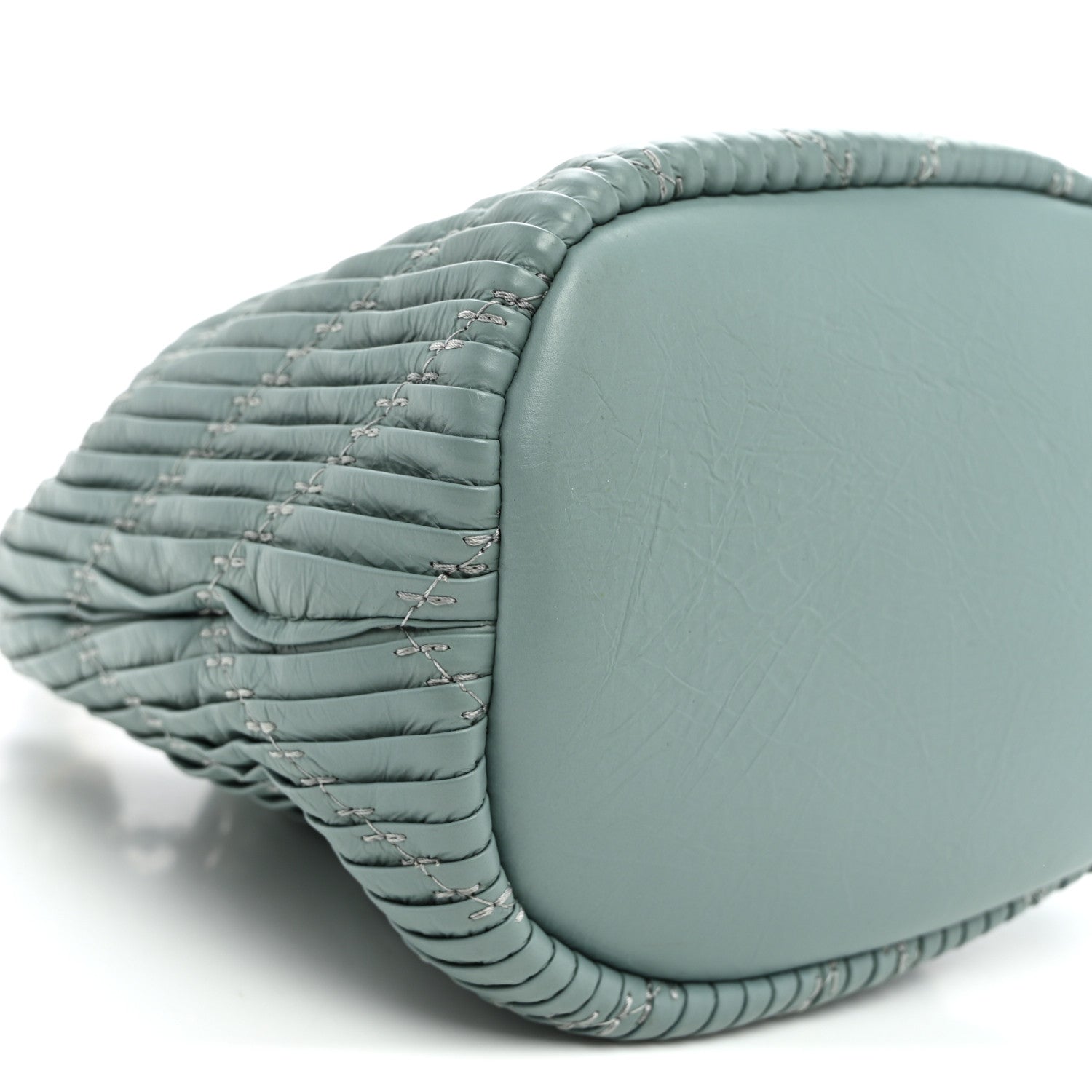Chanel Crumpled Calfskin Coco Pleats Drawstring Bag Blue 9 of 10