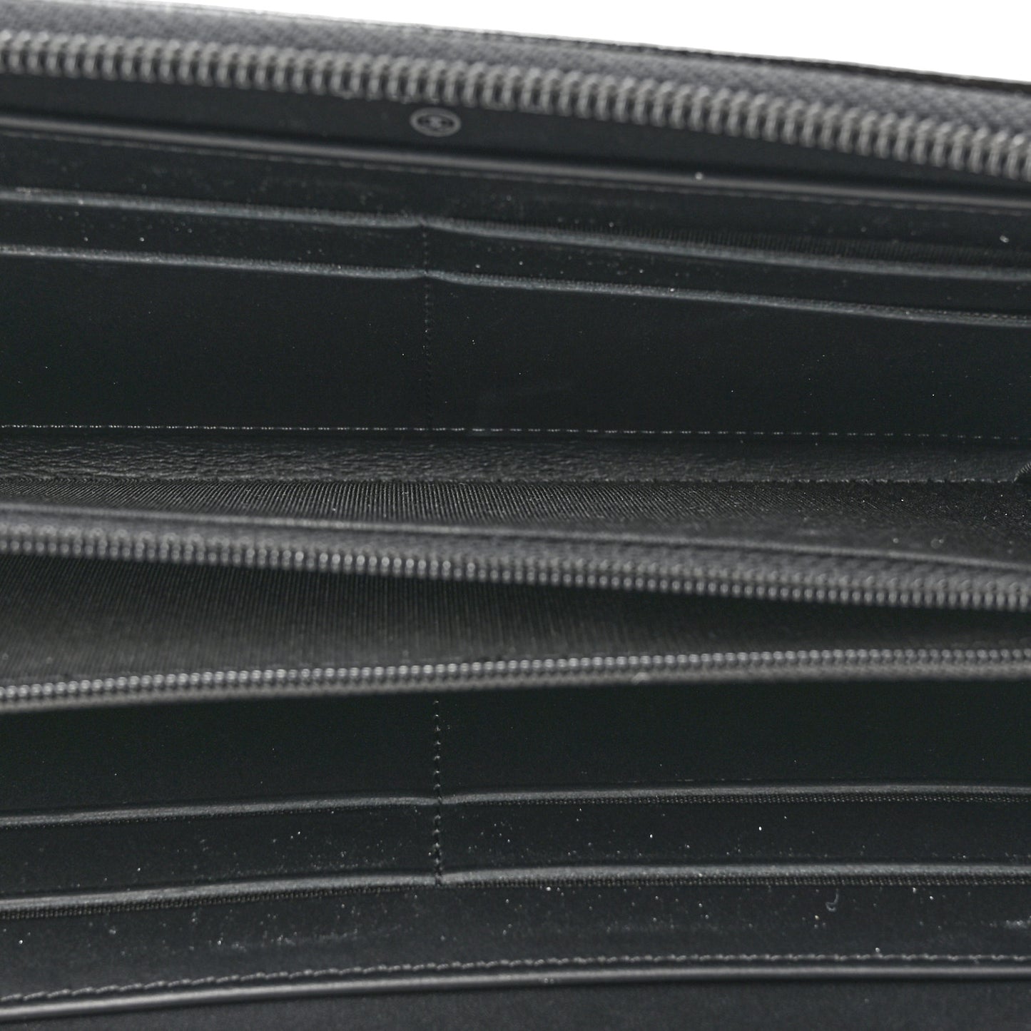 Patent Caviar Timeless CC Large Gusset Zip Around Wallet Black