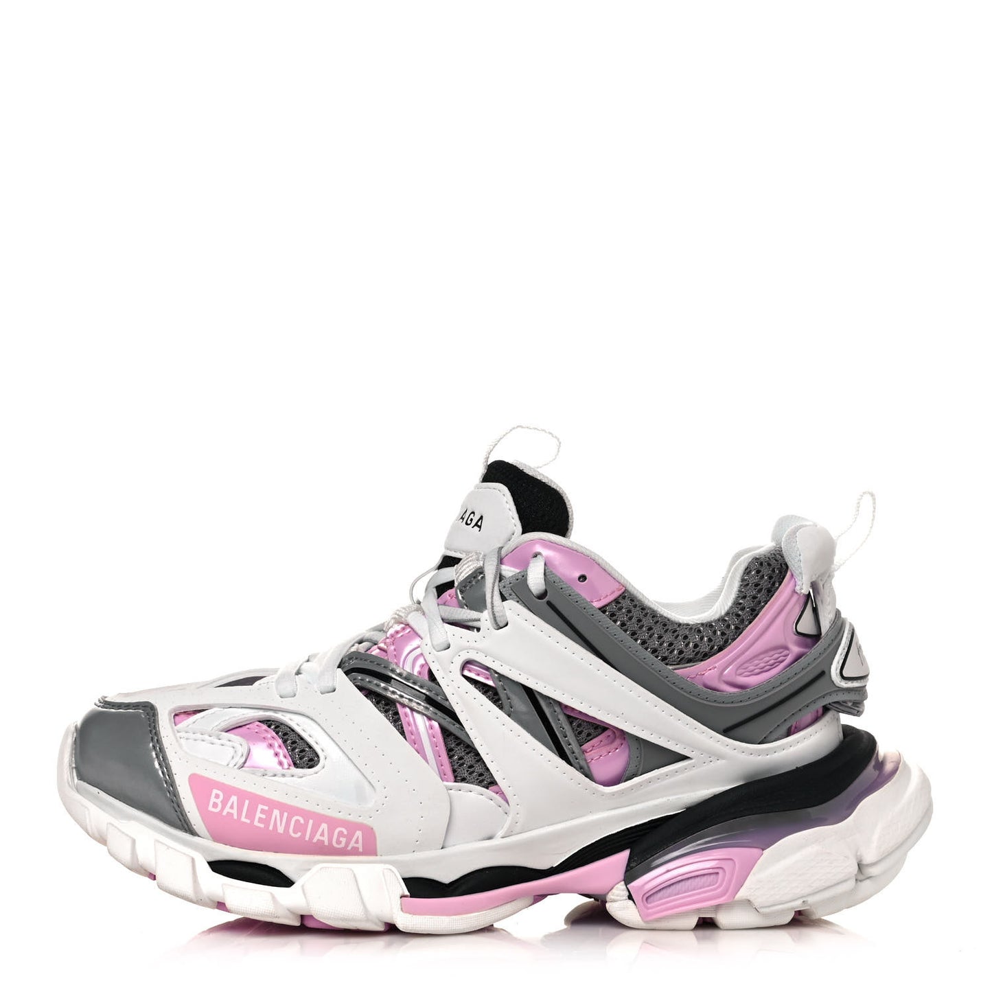 Mesh Rubber Bi-Color Womens Track Sneakers 35 White Pink Grey