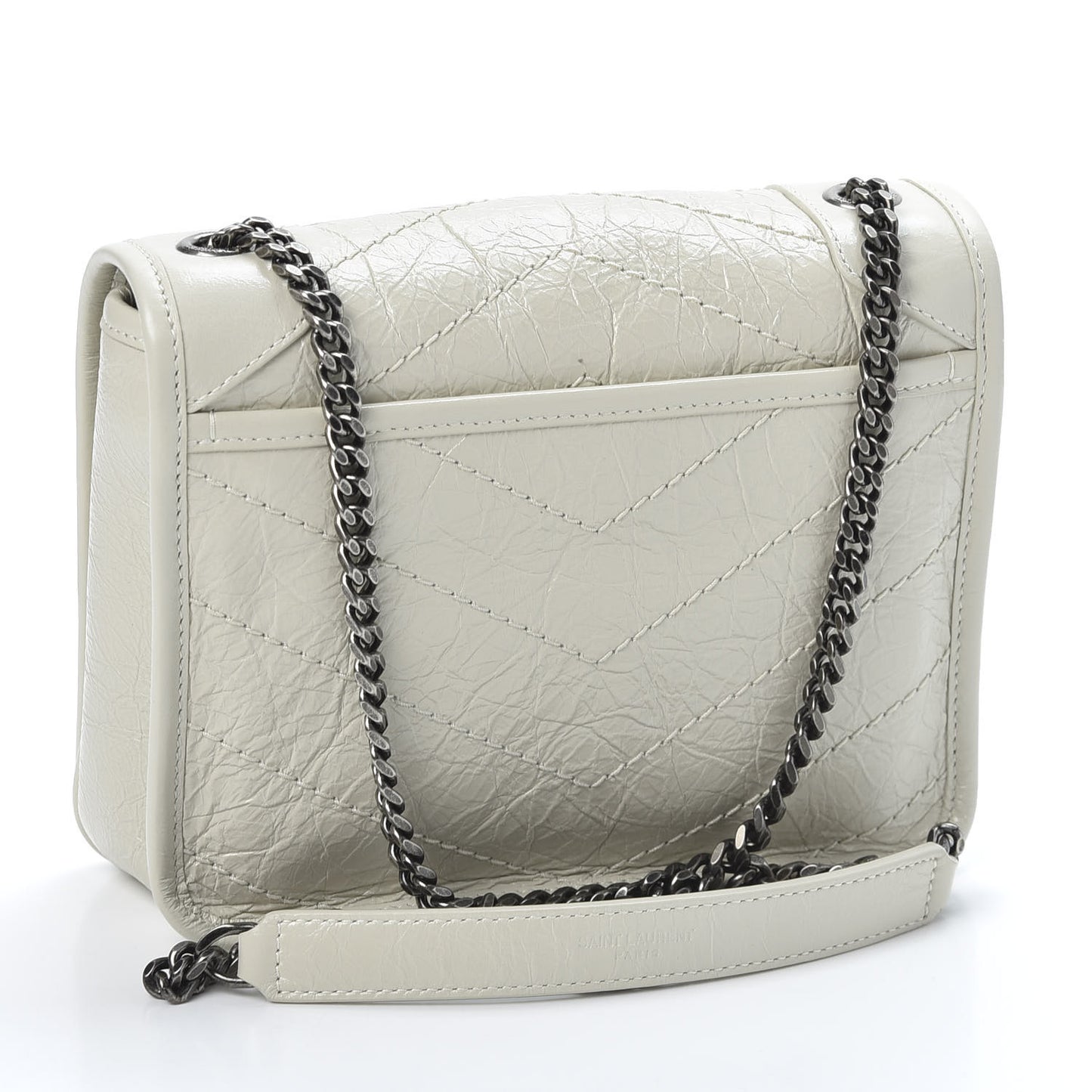 Crinkled Calfskin Matelasse Monogram Niki Chain Wallet Crema Soft
