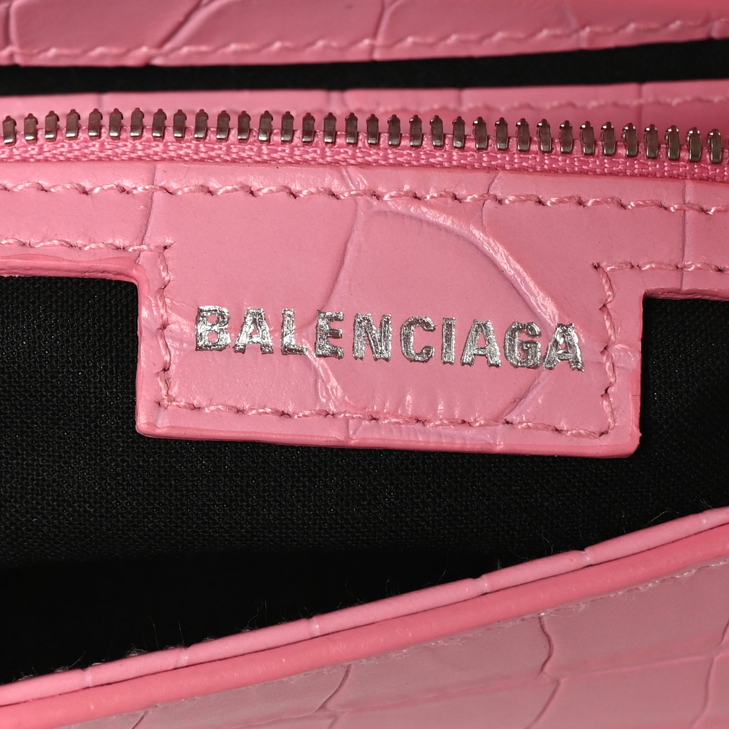 Calfskin Crocodile Embossed Small Lindsay Shoulder Bag Sweet Pink