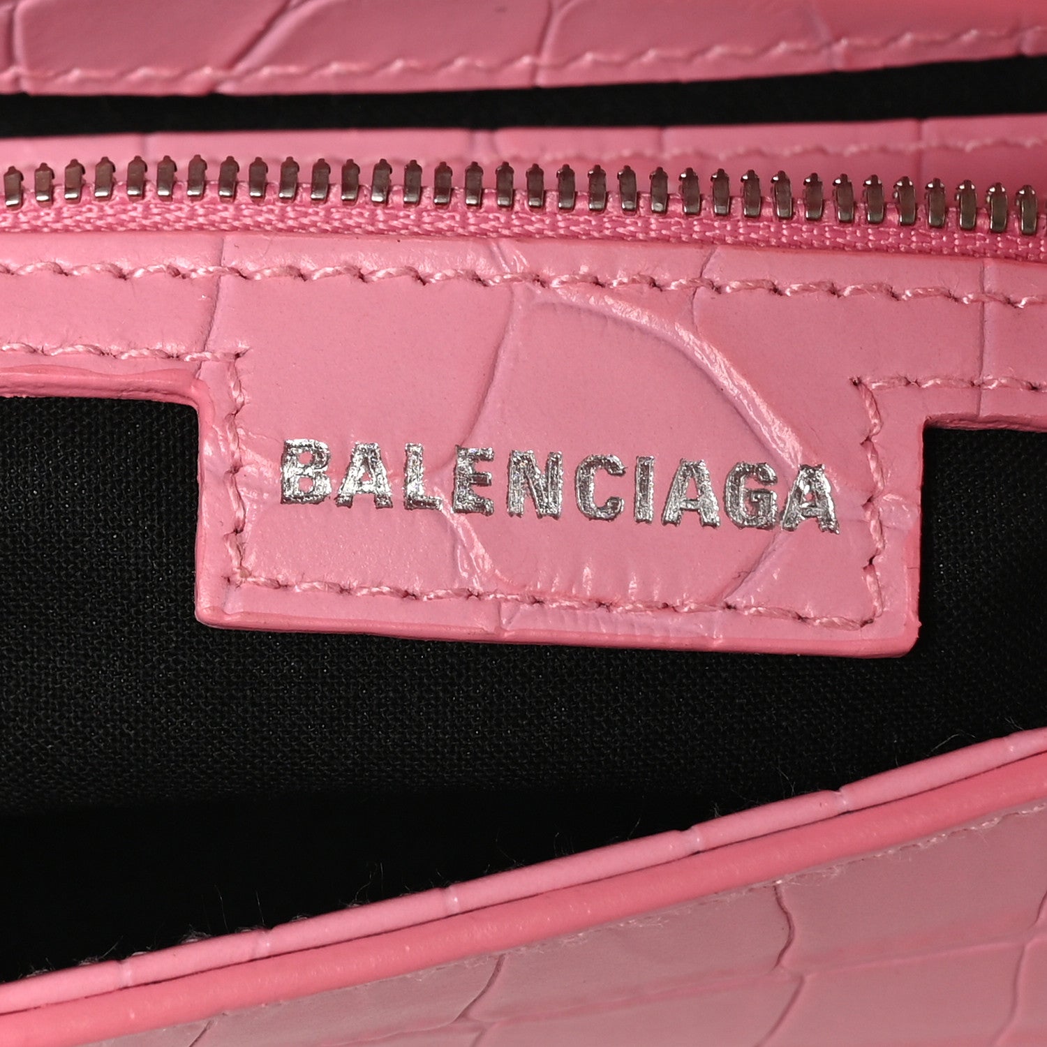 Balenciaga Calfskin Crocodile Embossed Small Lindsay Shoulder Bag Sweet Pink 6 of 9