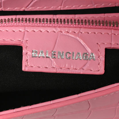 Balenciaga Calfskin Crocodile Embossed Small Lindsay Shoulder Bag Sweet Pink 6 of 9