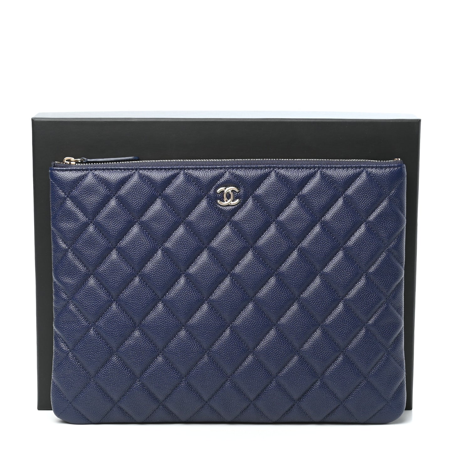 Caviar Quilted Medium Cosmetic Case Blue