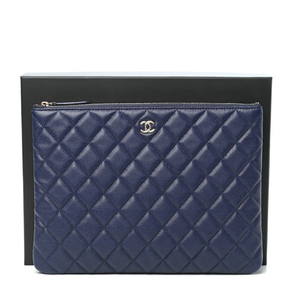 Chanel Caviar Quilted Medium Cosmetic Case Blue 7 of 7