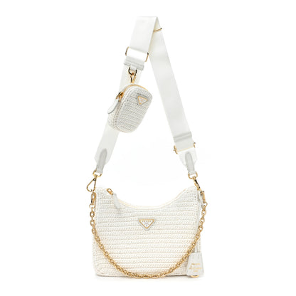 Prada Yarn Raffia Effect Crochet Re-Edition 2005 Shoulder Bag White 1 of 9