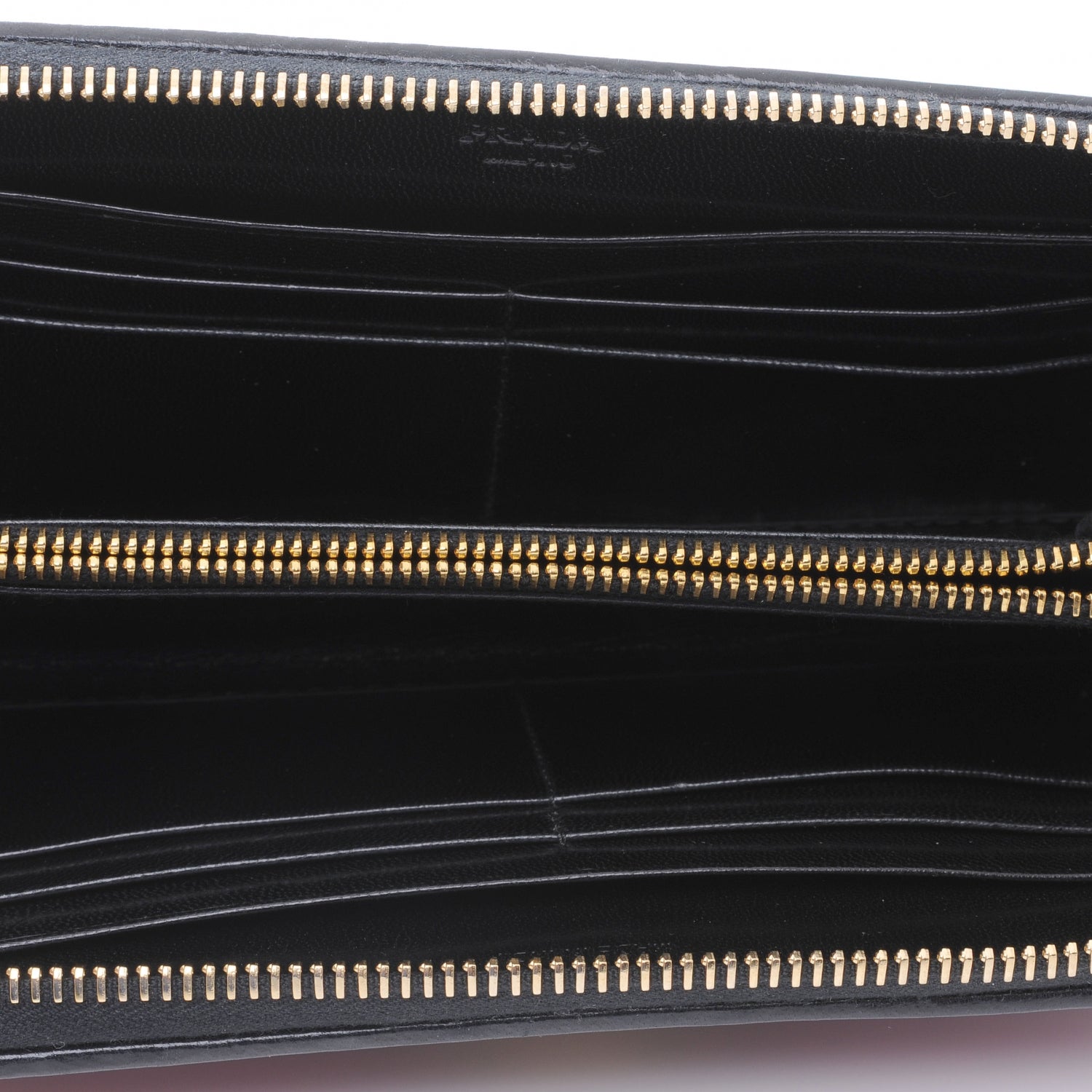 Prada Goatskin Woven Zip Around Wallet Rubino Black 6 of 8