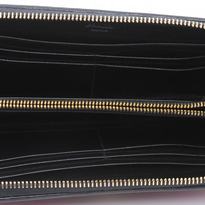 Prada Goatskin Woven Zip Around Wallet Rubino Black 6 of 8