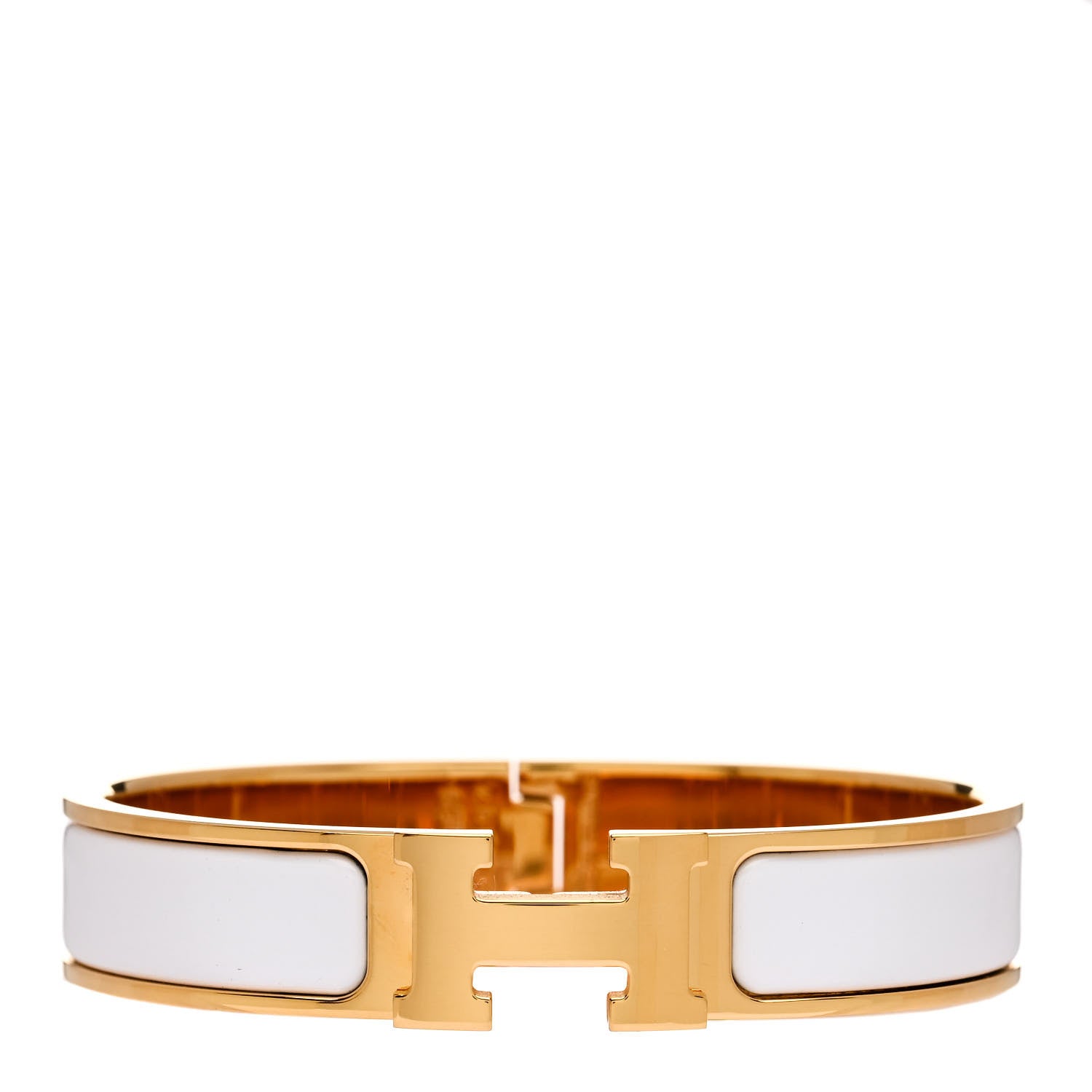 Hermes Enamel Narrow Clic Clac H Bracelet PM White 1 of 4