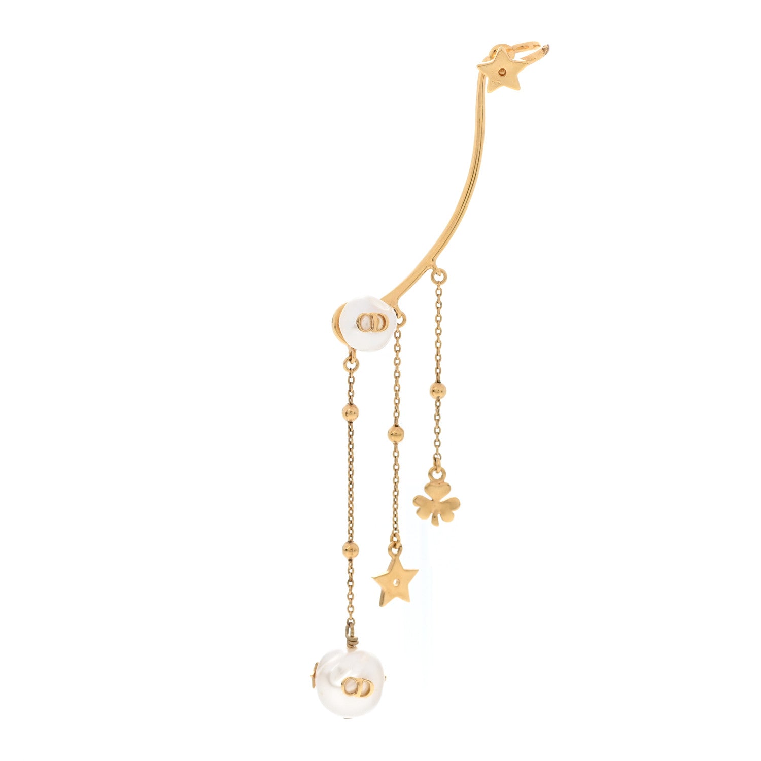 DIOR SHINY-D 淡水パール ロングピアス Christian Dior Pearl Shiny-D Earring Gold 969019 – FASHIONPHILE