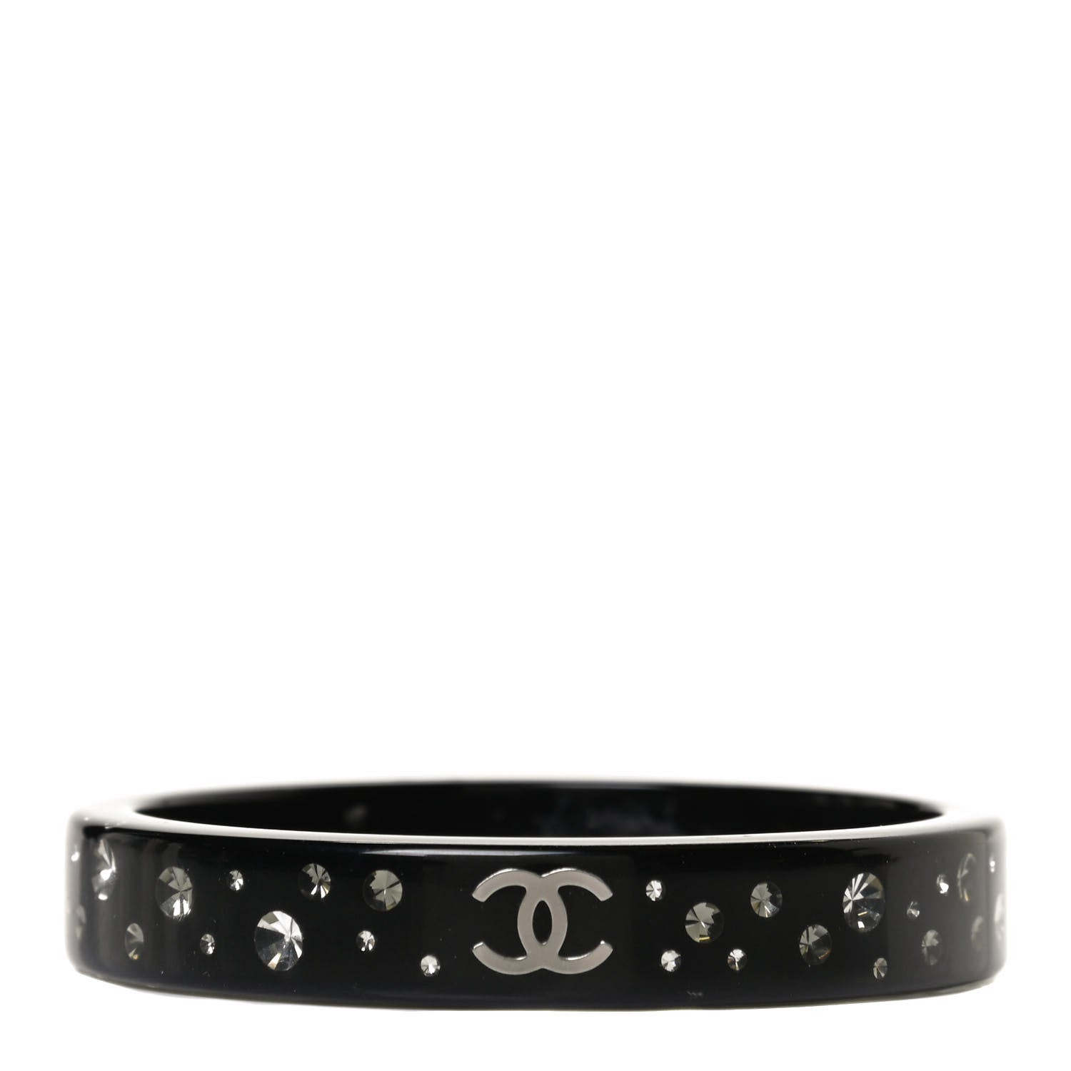 Chanel Resin Crystal CC Bangle Black 1 of 4