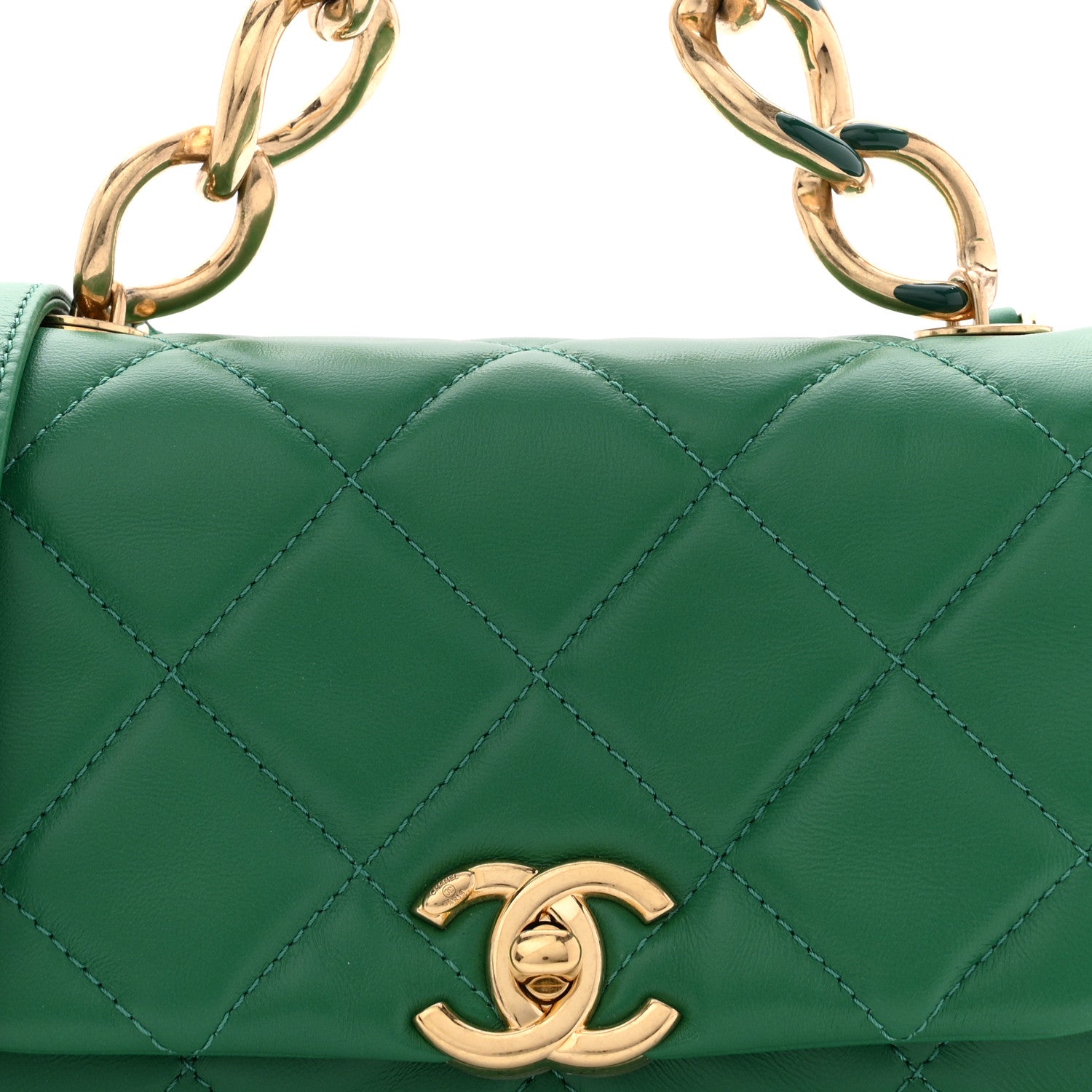 Chanel Lambskin Quilted Mini Color Match Flap Green 8 of 11