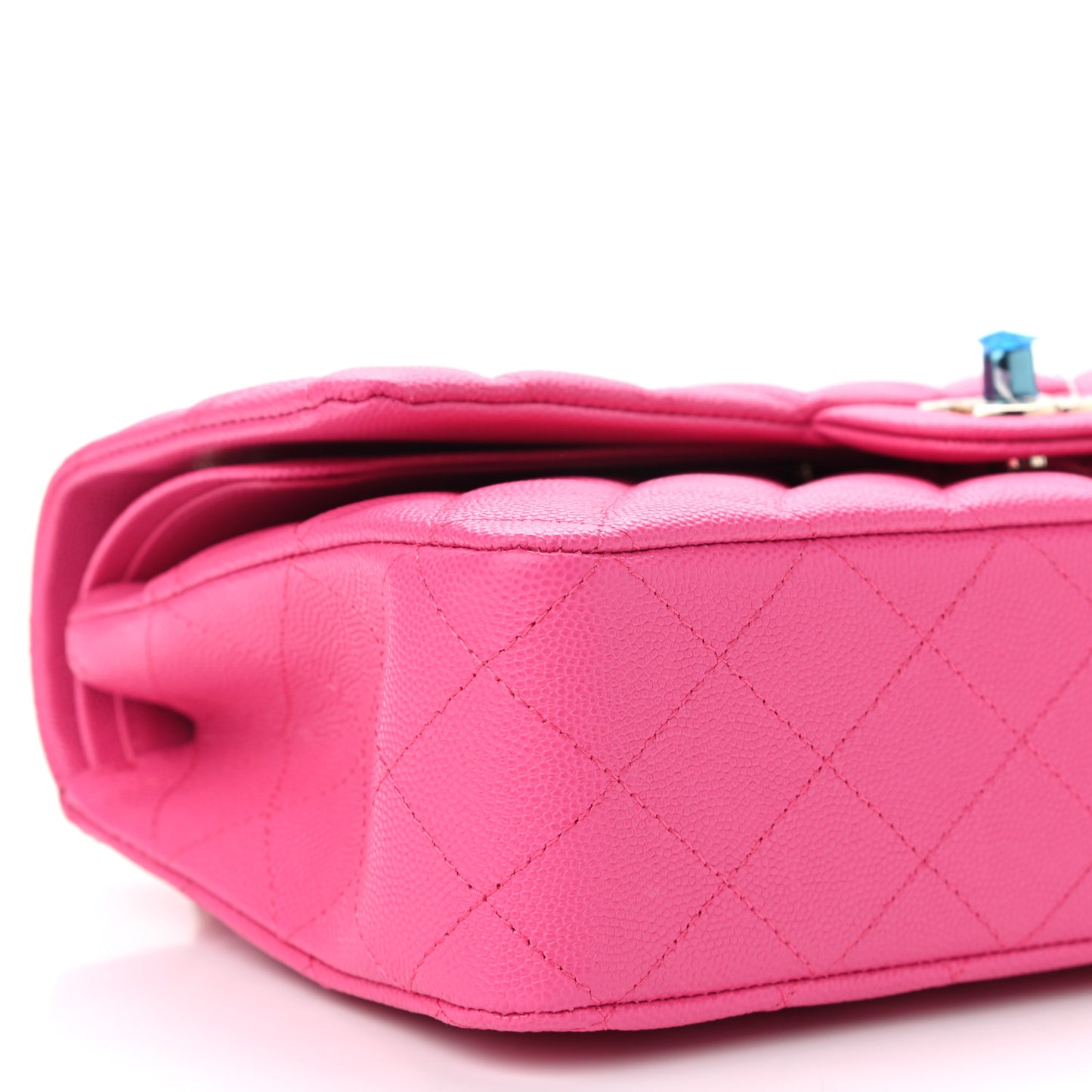 Caviar Quilted Medium Double Flap Dark Pink