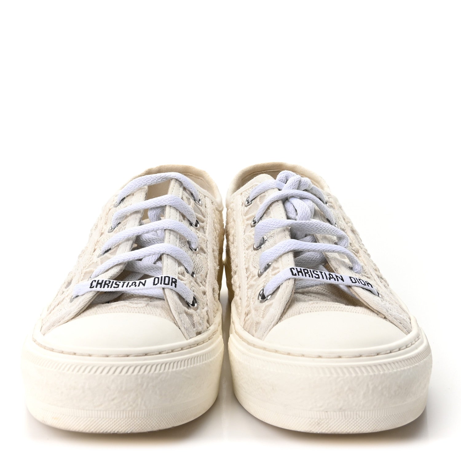 Christian Dior Transparent Embroidered Mesh Macrame Walk'N'Dior Low Top Sneakers 36.5 White 3 of 9