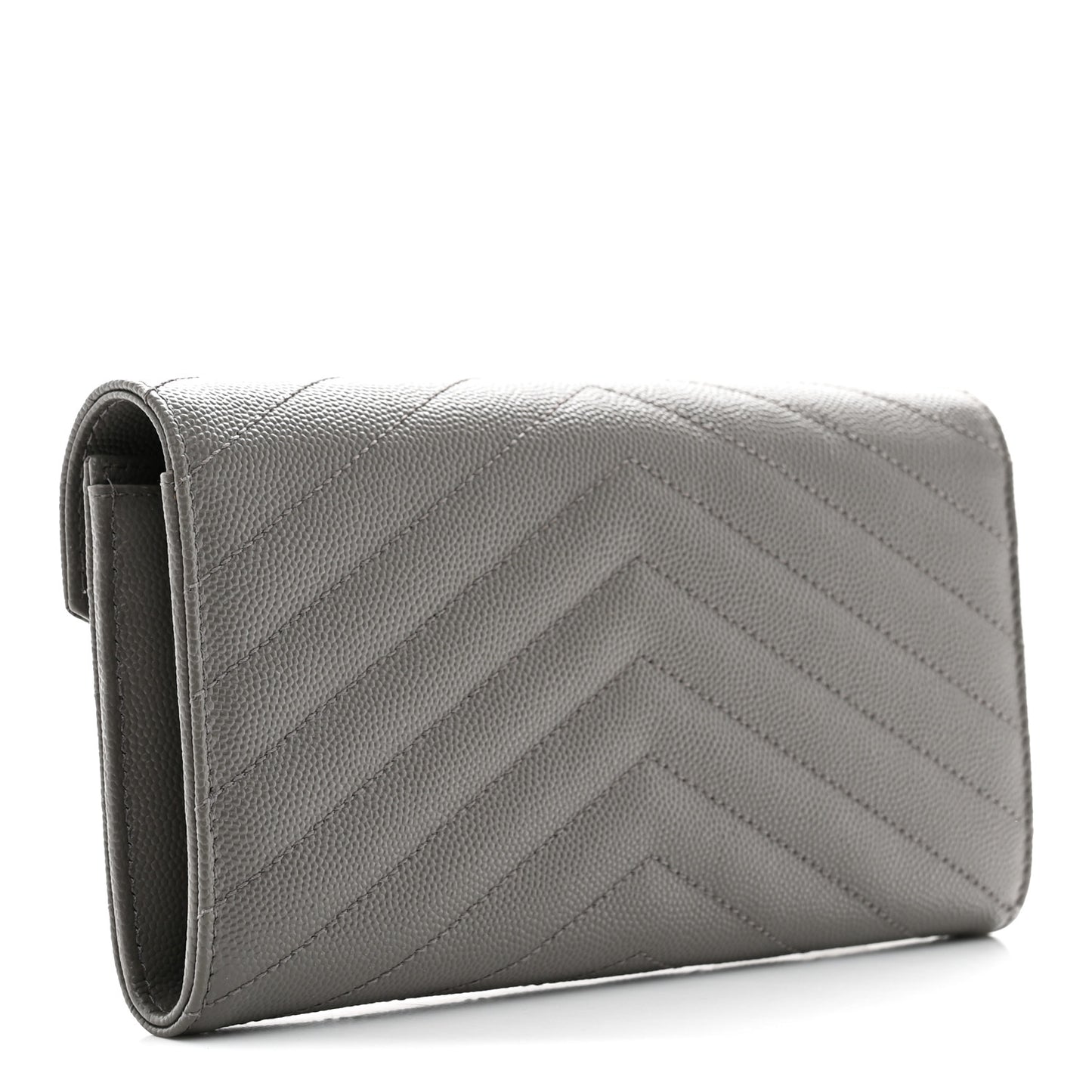 Grain De Poudre Matelasse Chevron Monogram Flap Wallet Fog