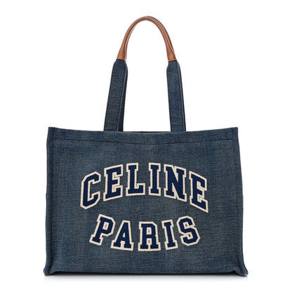 Celine Denim Large Thais Cabas Navy Tan 1 of 11