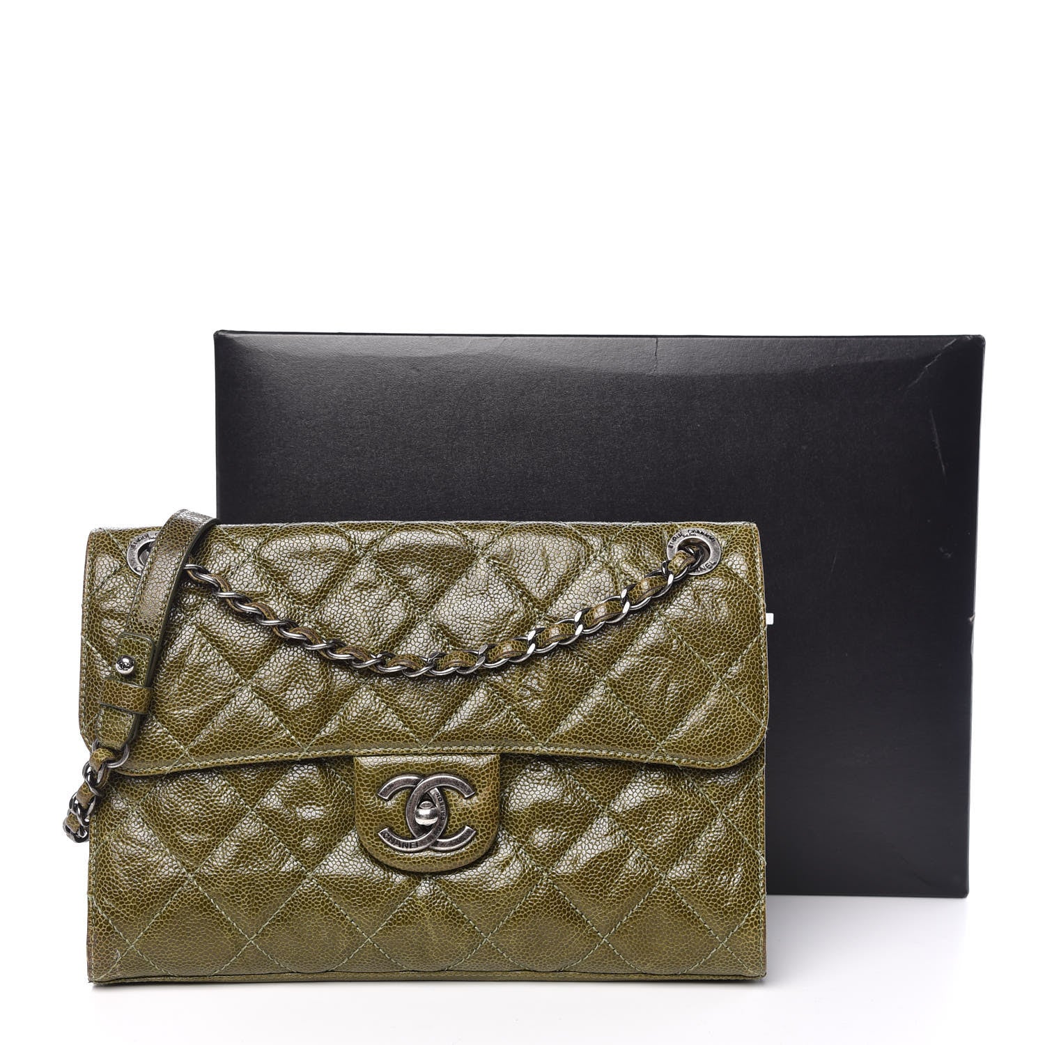 Chanel Crumpled Grained Calfskin Medium CC Crave Flap Green 12 of 12