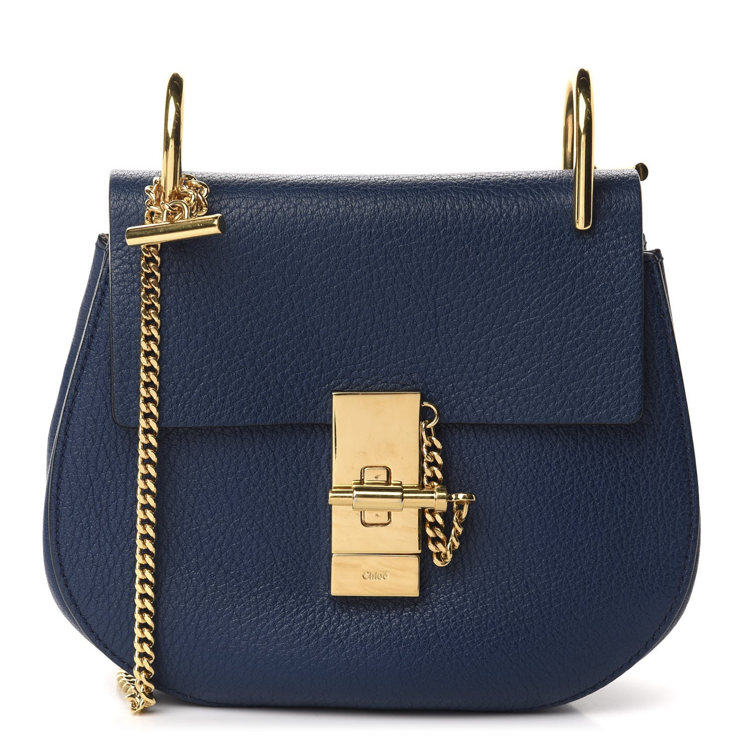 Chloe Grained Lambskin Mini Drew Shoulder Bag Factory Blue 1 of 9