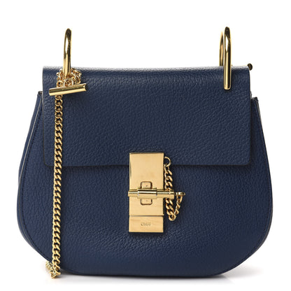Chloe Grained Lambskin Mini Drew Shoulder Bag Factory Blue 1 of 9