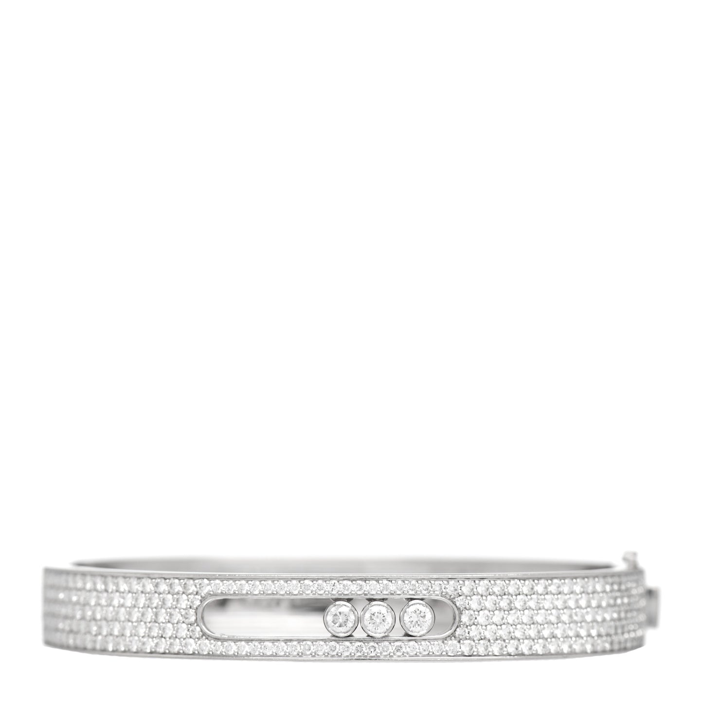 18K White Gold Diamond Move Joaillerie Pave Bangle Bracelet