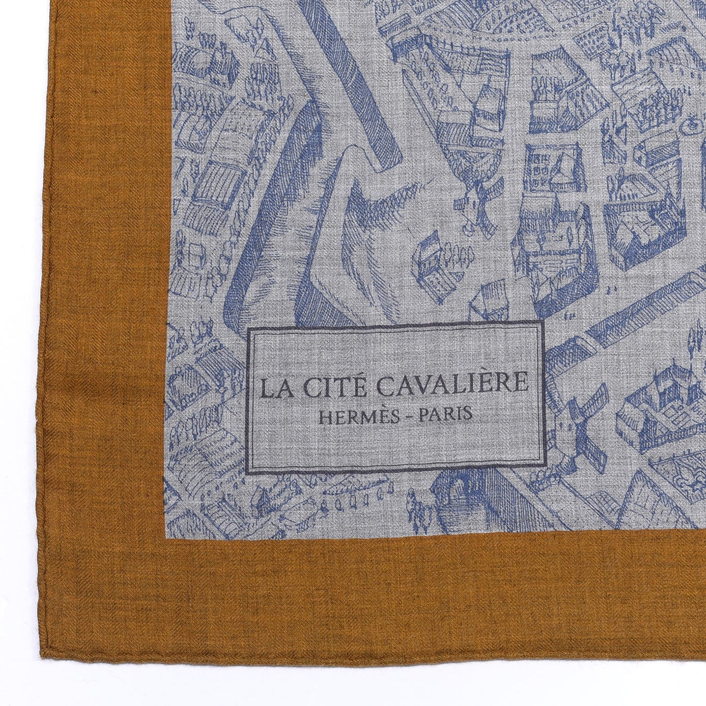 Cashmere Silk La Cite Cavaliere Shawl 140 Gold Gris Chine