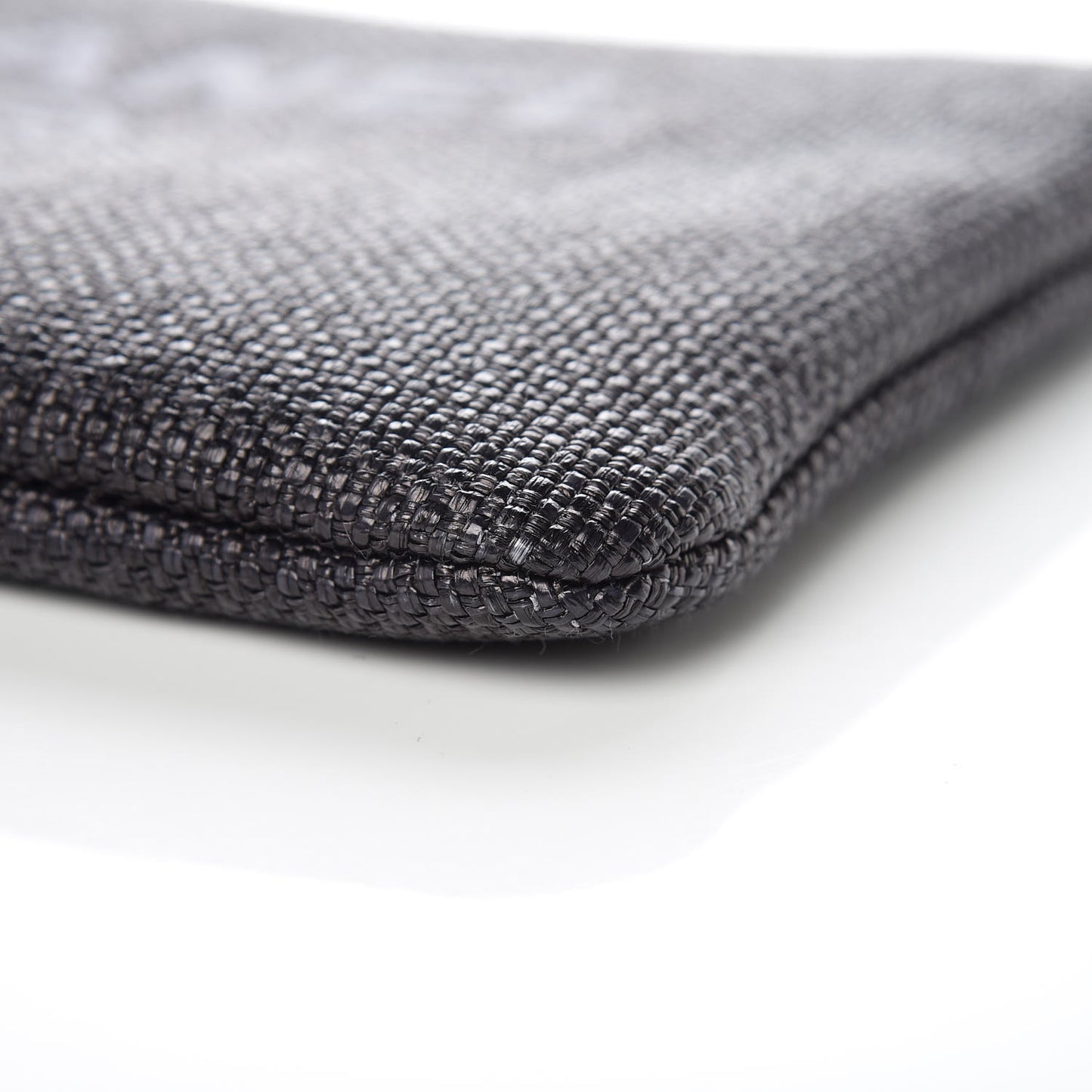 Woven Straw Small Deauville Pouch Black