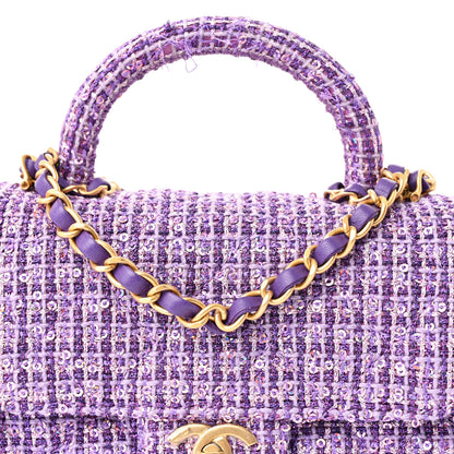 Chanel Tweed Sequin Quilted Baywatch Top Handle Flap Purple 8 of 12