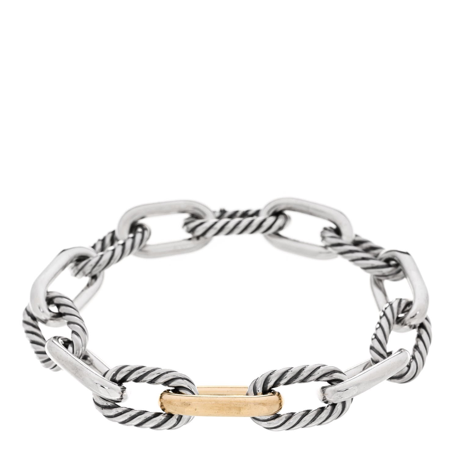David Yurman Sterling Silver 18K Yellow Gold 13.5mm Madison Chain Bracelet 1 of 4