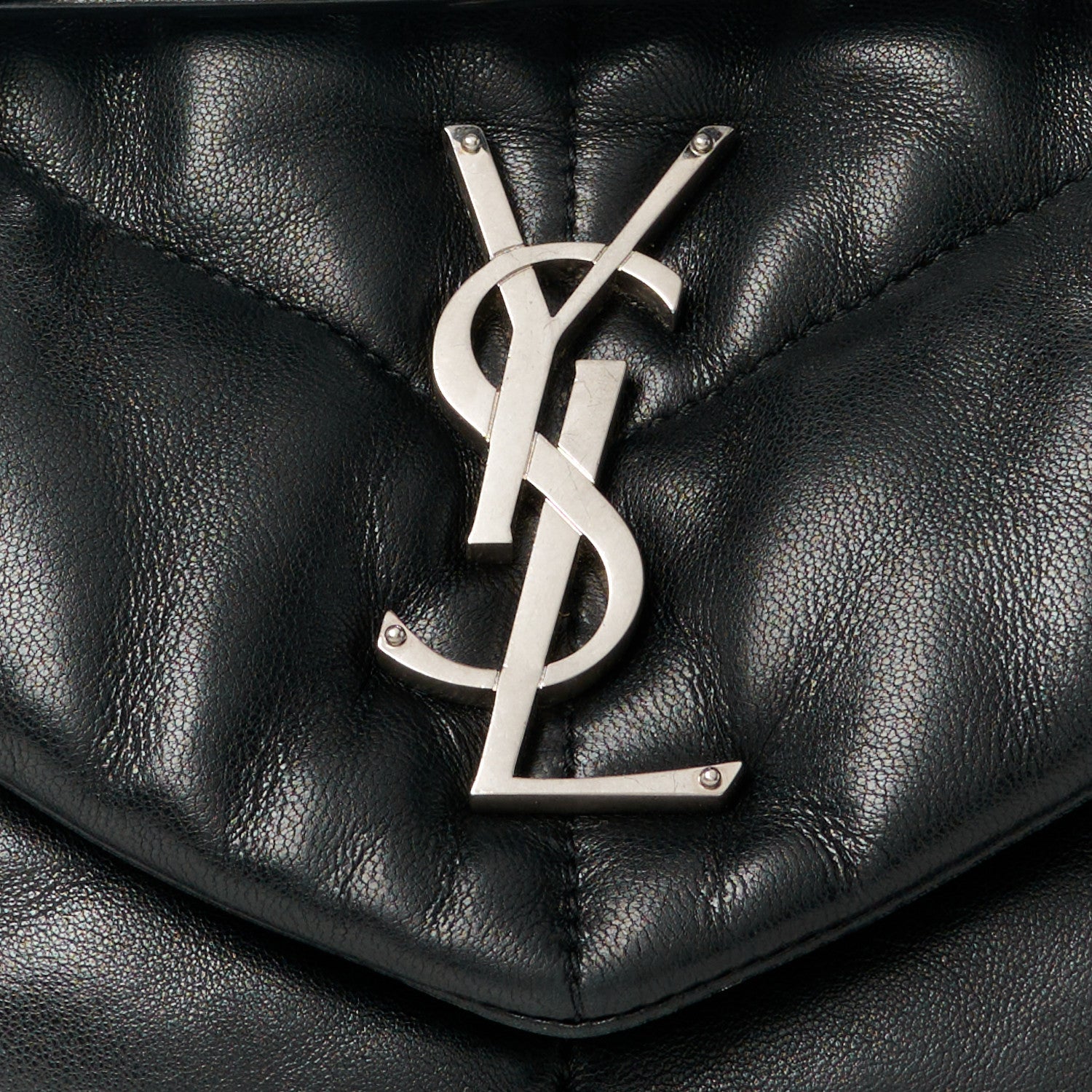 Saint Laurent Lambskin Quilted Small Loulou Puffer Monogram Chain Satchel Black 9 of 11