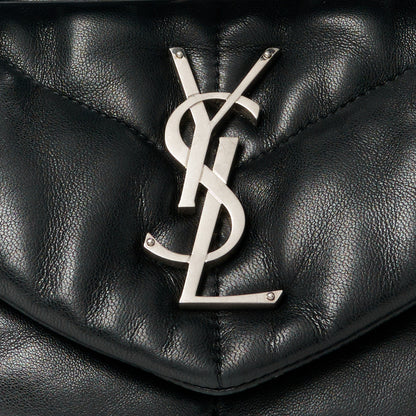 Saint Laurent Lambskin Quilted Small Loulou Puffer Monogram Chain Satchel Black 9 of 11
