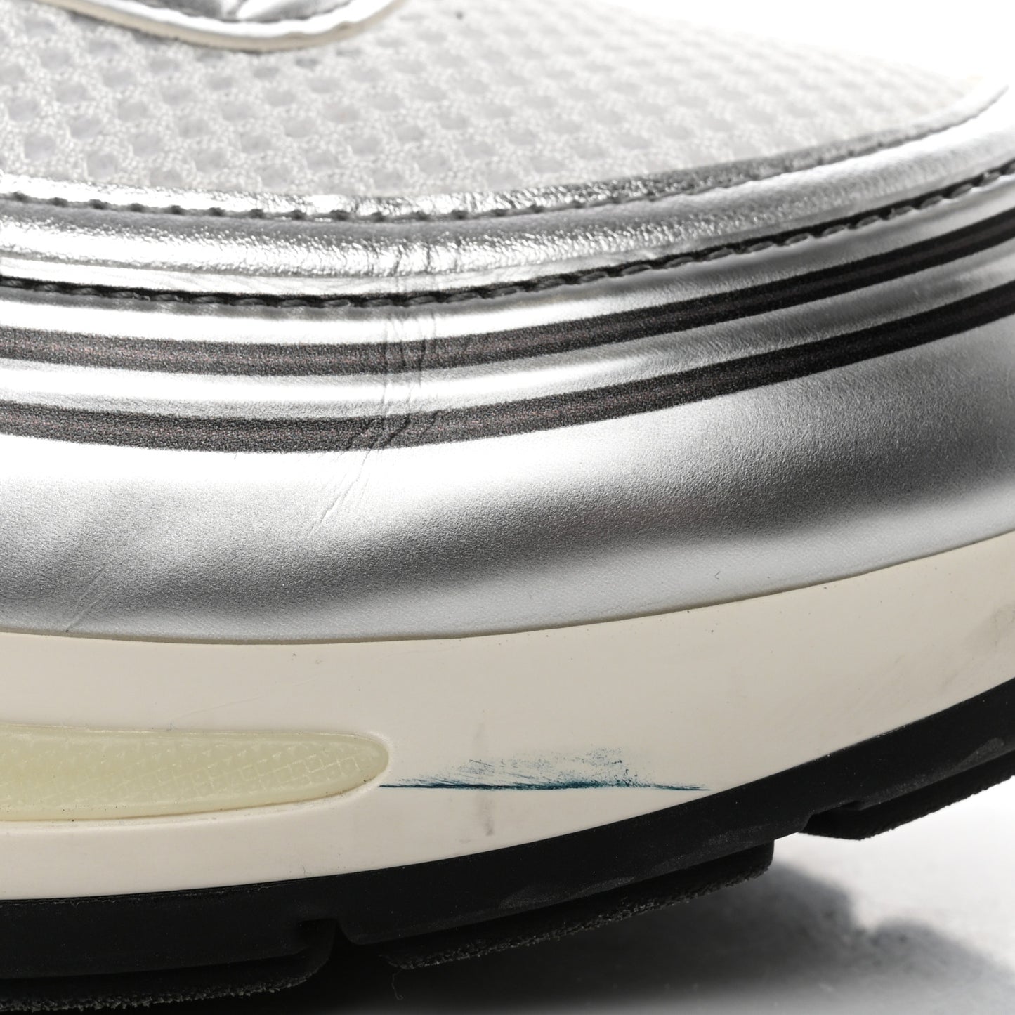 Fabric Laminated Calfskin Stretch CC Sneakers 41 White Silver