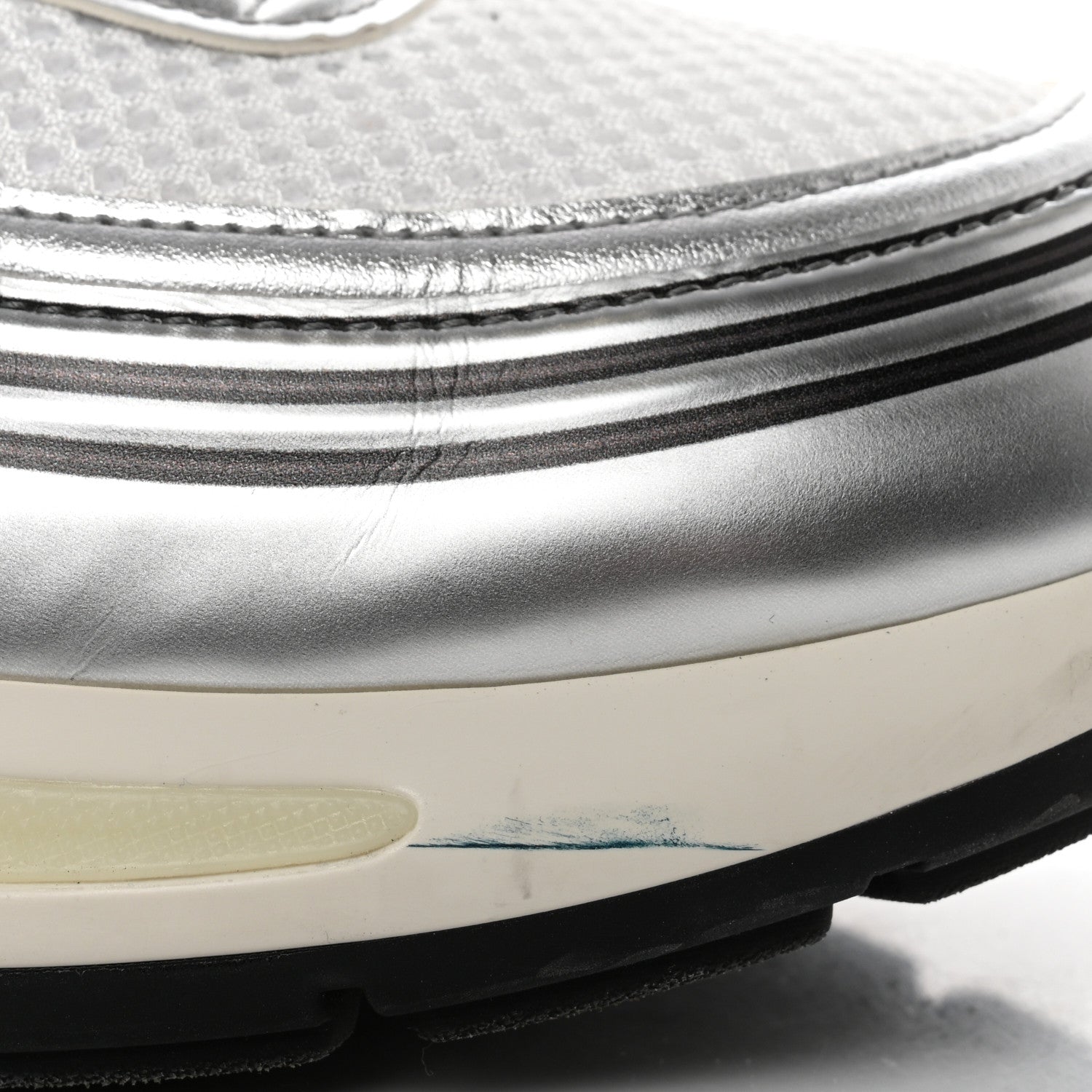 Chanel Fabric Laminated Calfskin Stretch CC Sneakers 41 White Silver 9 of 9