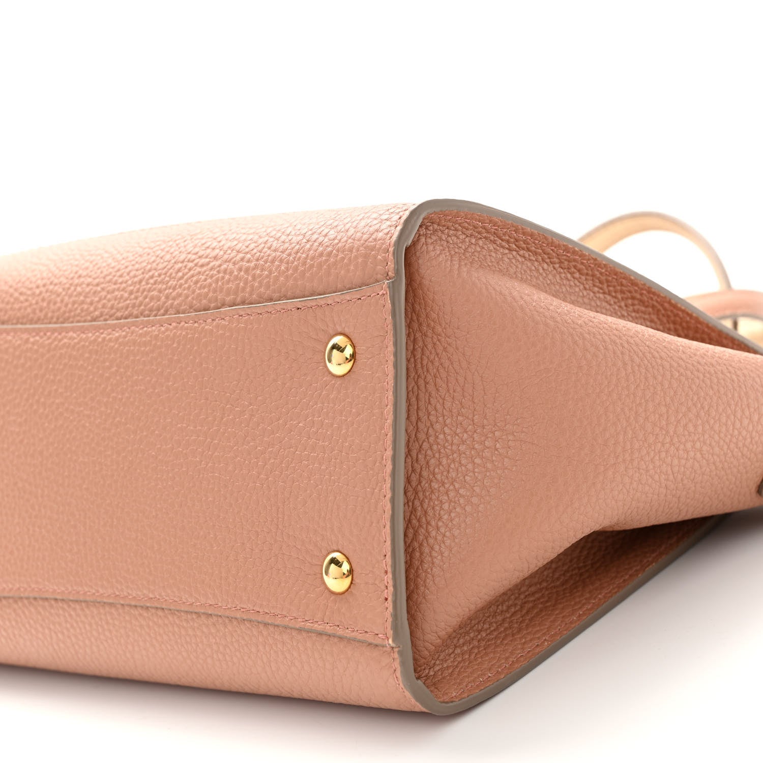 Salvatore Ferragamo Grained Calfskin Double Handle Small Amy Tote Beige Pink Gold 9 of 9