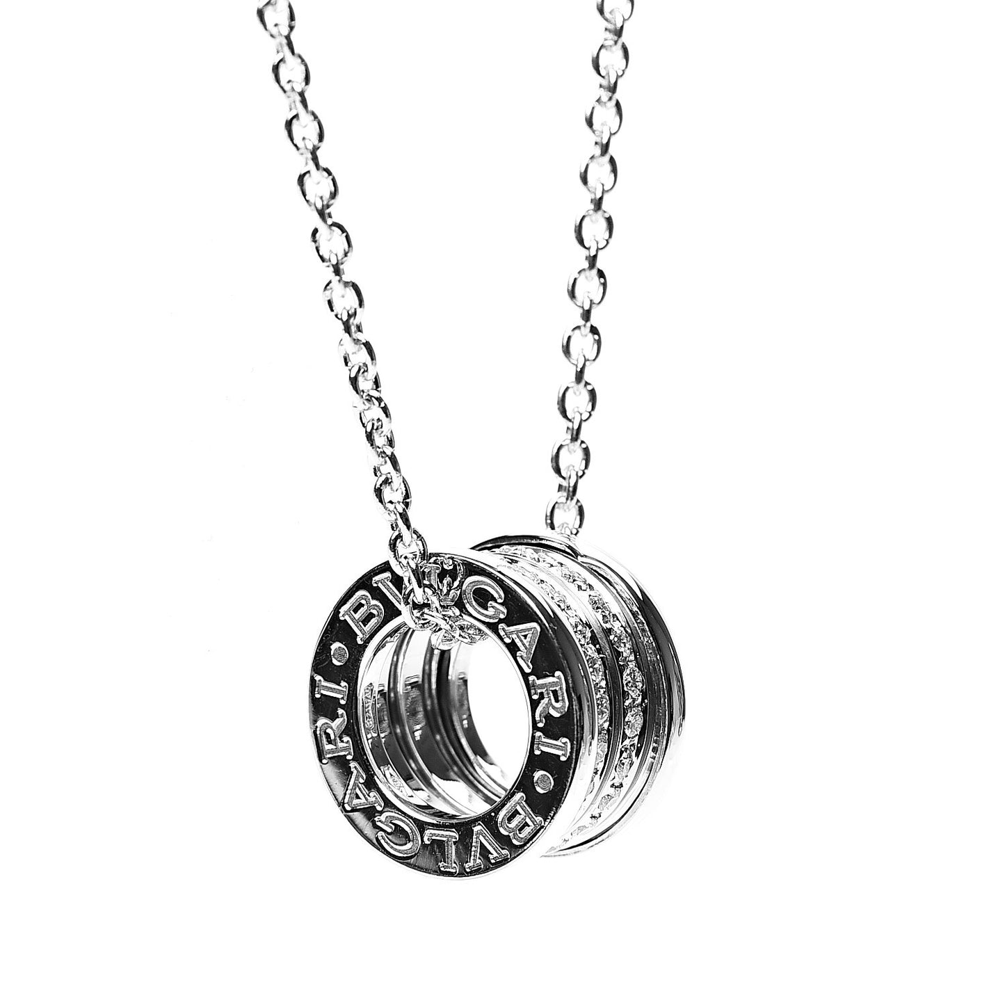 18K White Gold Diamond B.Zero1 Pave Pendant Necklace