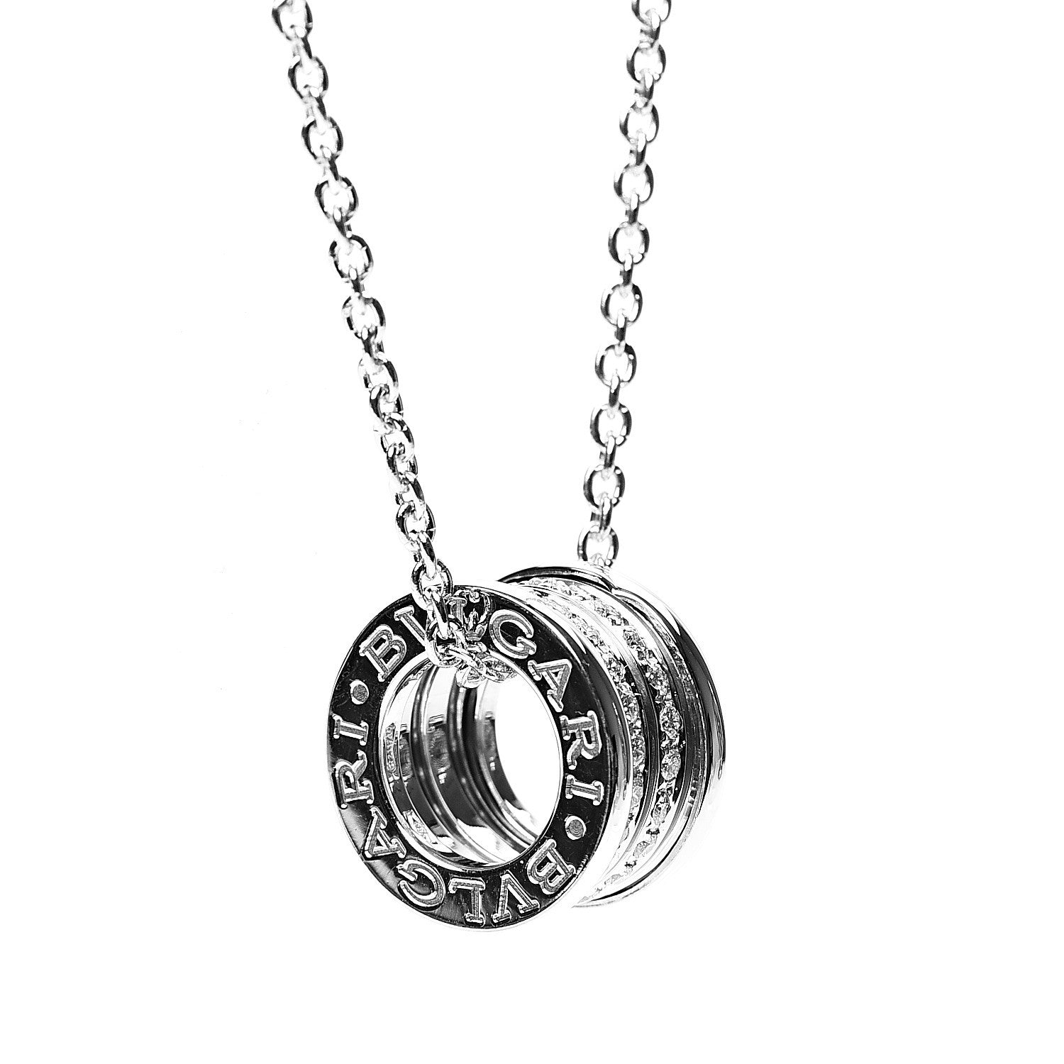Bulgari 18K White Gold Diamond B.Zero1 Pave Pendant Necklace 4 of 4