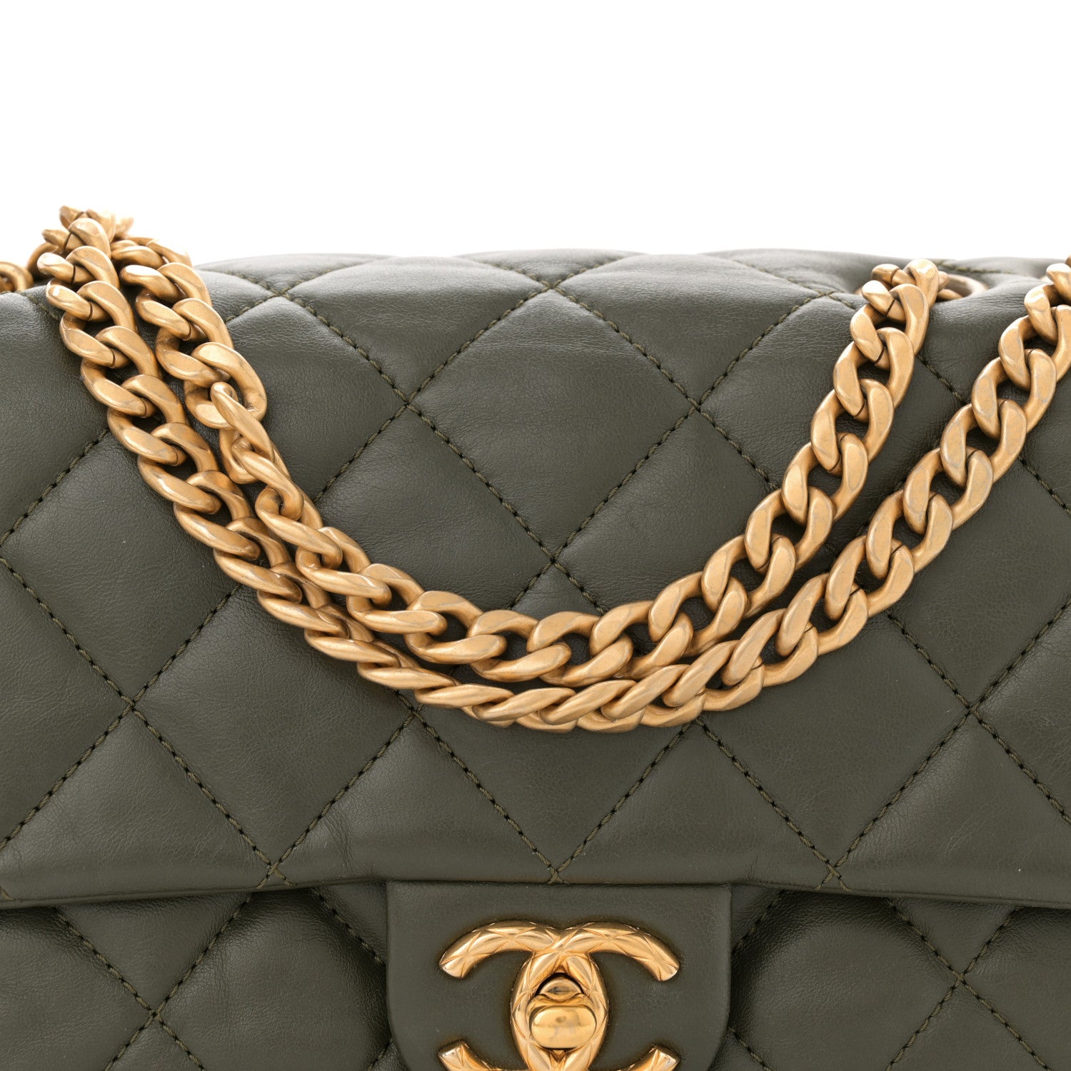 Chanel Lambskin Quilted Small Pillow Crush Flap Khaki 9 of 11