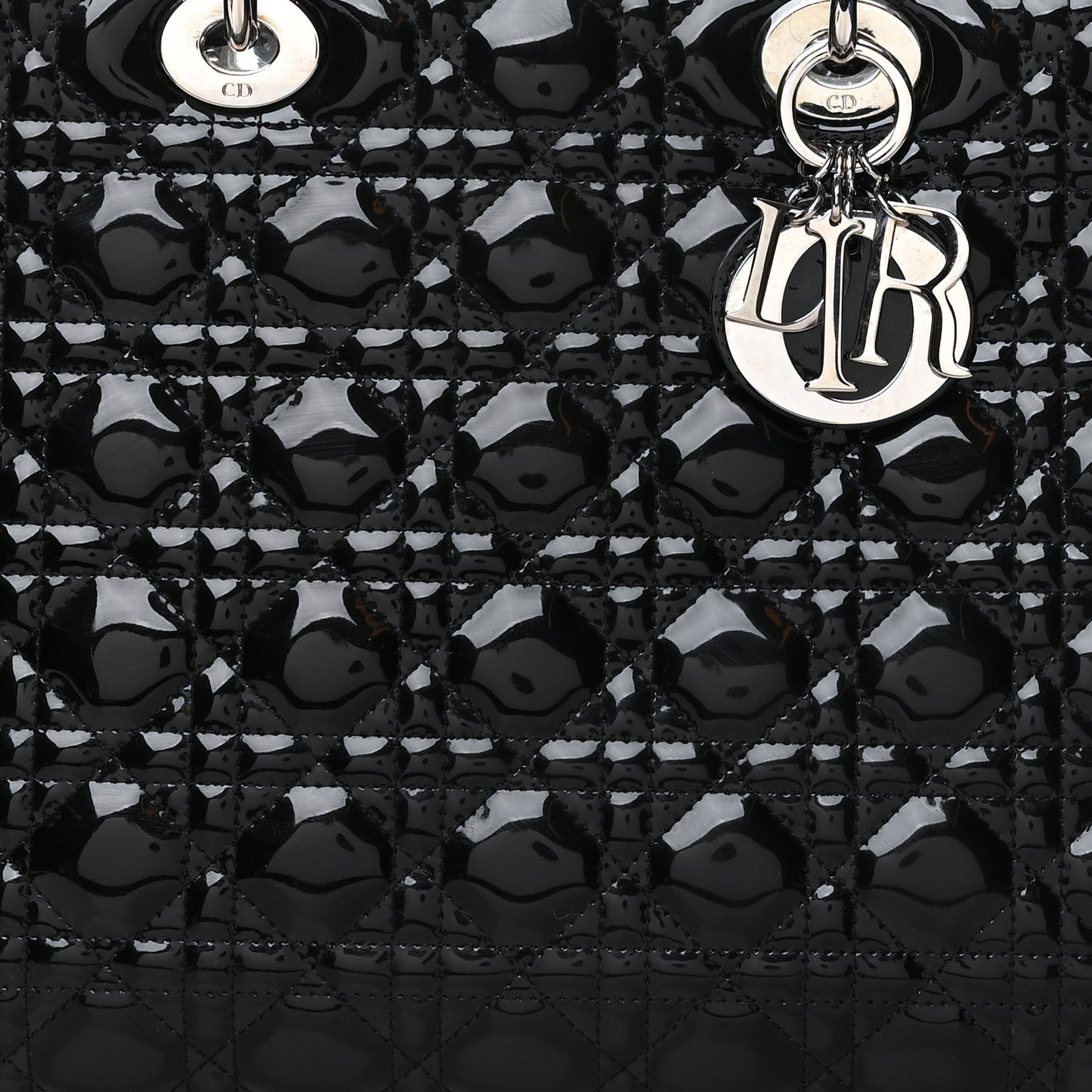 Patent Cannage Large Lady Dior Black