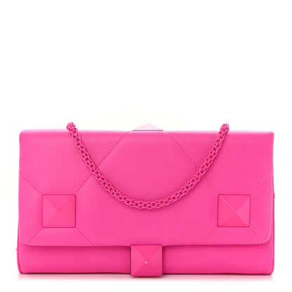 Valentino Garavani Nappa Lacquer Monochrome Roman Stud Wallet On Chain Pink PP 1 of 11