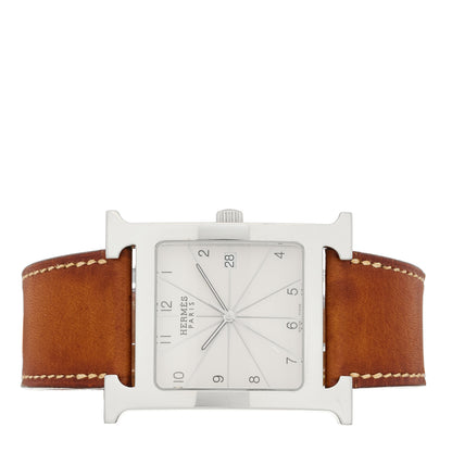Hermes Stainless Steel Barenia 30.5mm Heure H Hour Quartz Watch Fauve 2 of 5