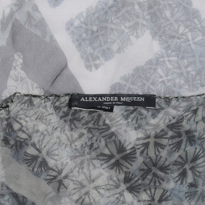 Alexander McQueen Silk Chiffon God Save McQueen Scarf Grey 8 of 8