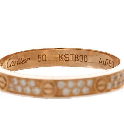 Cartier 18K Pink Gold Diamond 2.6mm LOVE Wedding Paved Band Ring 50 5.25 5 of 6