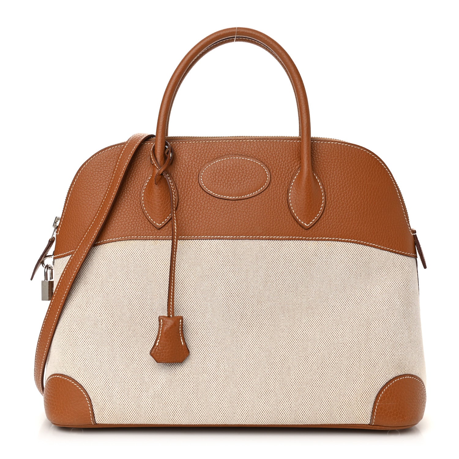 Hermes Toile De Camp Taurillon Clemence Bolide 35 Gold 1 of 10