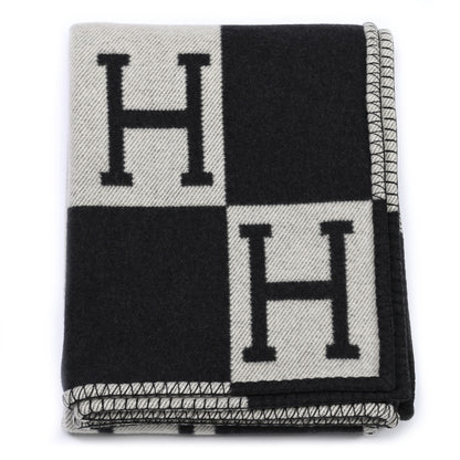 Hermes Wool Cashmere Avalon Blanket Ecru Gris Fonce 1 of 6