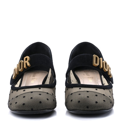 Christian Dior Mesh Plumetis Suede Baby-D Ballet Pumps 35 Black 2 of 7