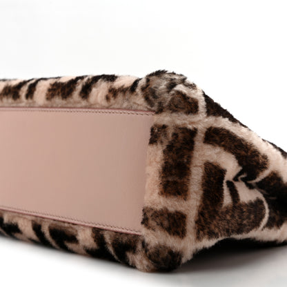 Fendi Shearling Nappa Macro FF 1974 Mini Peekaboo Iconic Satchel Light Rose Black 10 of 13